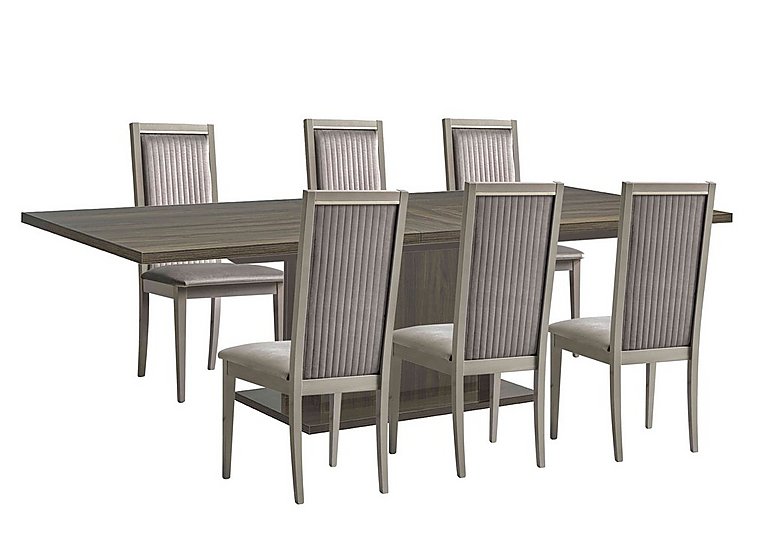 Venezia 200 cm Extending Dining Table and 4 Panelled Fabric Chairs Set Grey