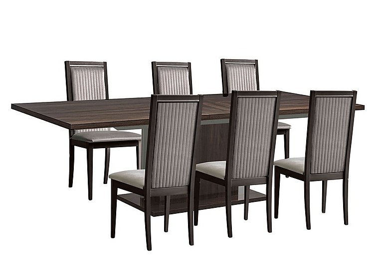 Venezia 200 cm Extending Dining Table and 4 Panelled Fabric Chairs Set Walnut