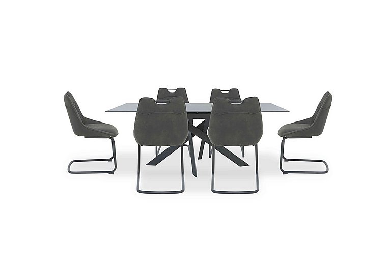 Warrior Grey Extending Dining Table with 6 Cantilever Chairs Grey