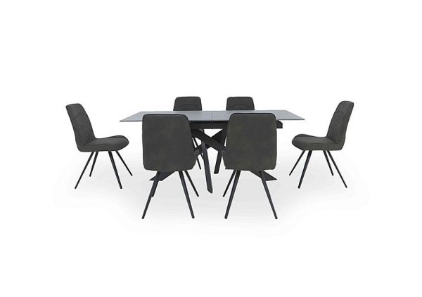 Warrior Grey Extending Dining Table with 6 Standard Chairs Grey