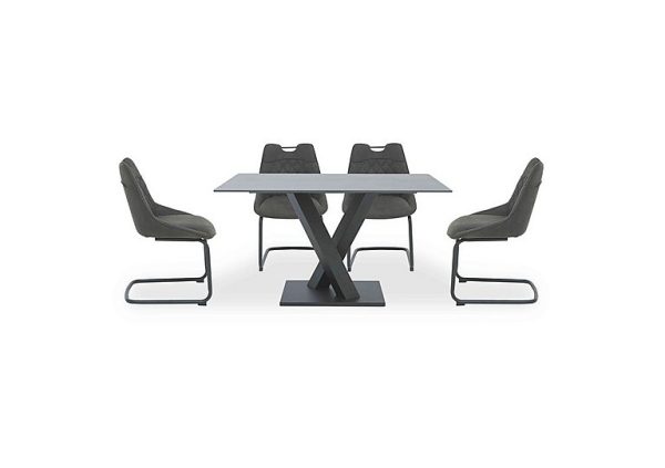 Warrior Grey Compact Fixed Dining Table with 4 Cantilever Chairs   Grey