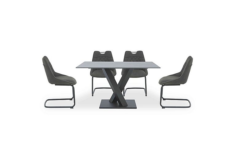 Warrior Grey Compact Fixed Dining Table with 4 Cantilever Chairs Grey