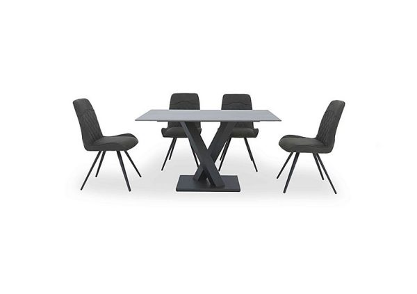 Warrior Grey Compact Fixed Dining Table with 4 Standard Chairs Grey