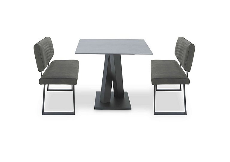 Warrior Grey Compact Fixed Dining Table with 2 High Back Benches Grey