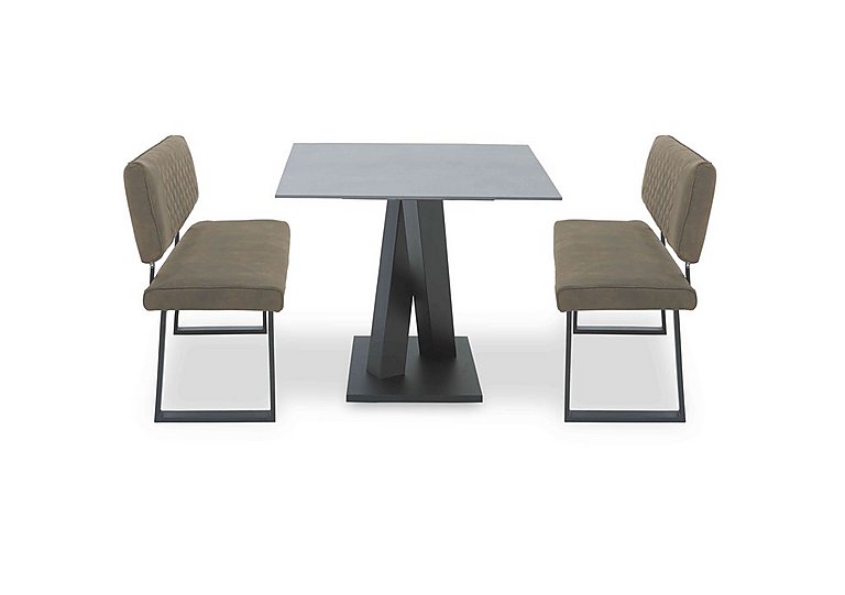 Warrior Grey Compact Fixed Dining Table with 2 High Back Benches