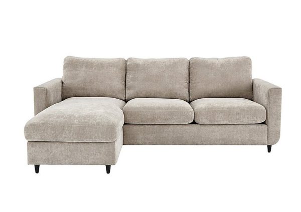 Esprit Fabric Left Hand Facing Chaise Sofa Bed with Storage Silver