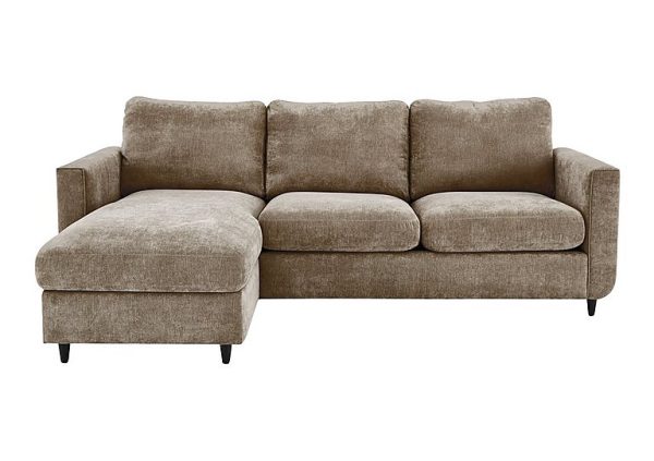 Esprit Fabric Left Hand Facing Chaise Sofa Bed with Storage Taupe