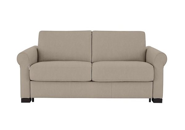 Nicoletti Alcova 2 Seater Fabric Sofa Bed with Scroll Arms Flambe Visone