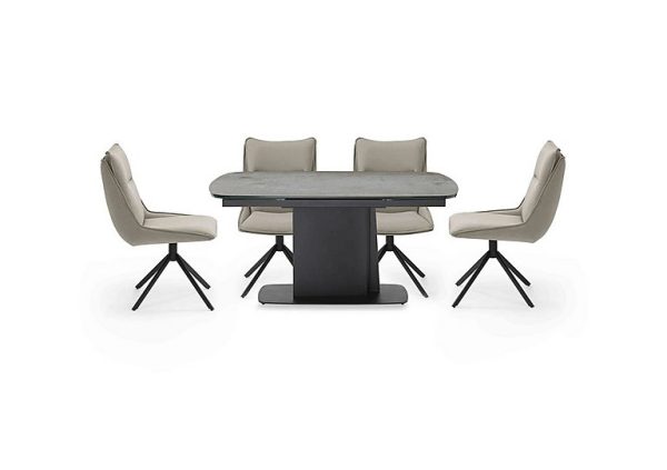 Catalina Small Extending Dining Table and 4 Swivel Chairs Taupe