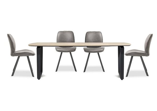 Habufa Montreal Dining Table with U Shaped Legs and 4 Semmi Chairs Grey