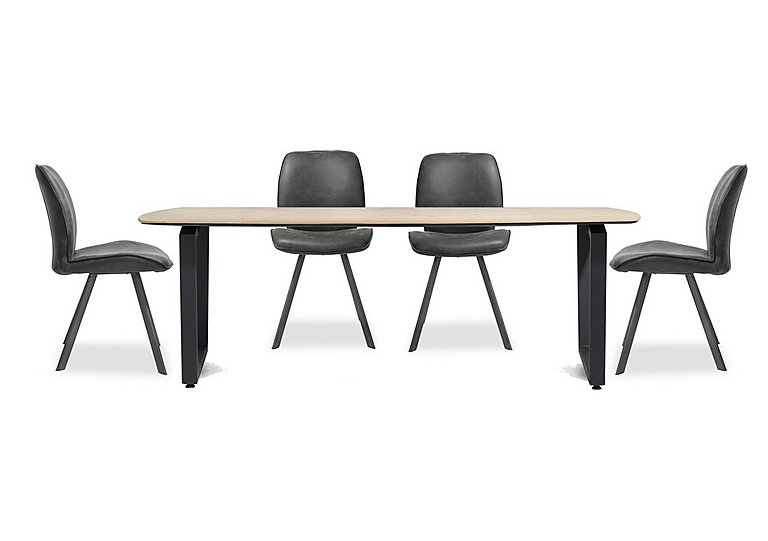 Habufa Montreal Dining Table with U Shaped Legs and 4 Semmi Chairs Off Black