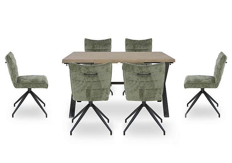 Saturn Small Straight Edge Dining Table and 6 Swivel Chairs Green