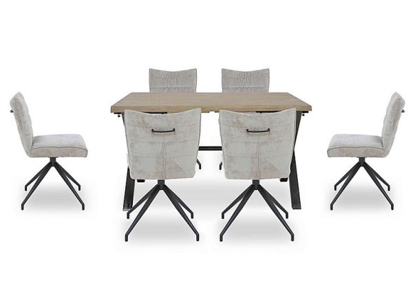 Saturn Small Straight Edge Dining Table and 6 Swivel Chairs