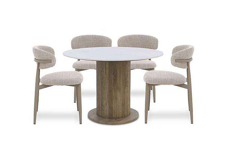 Aimar Round Dining Table and 4 Open Back Chairs