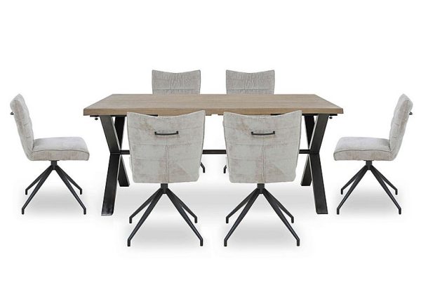 Saturn Large Straight Edge Dining Table and 6 Swivel Chairs