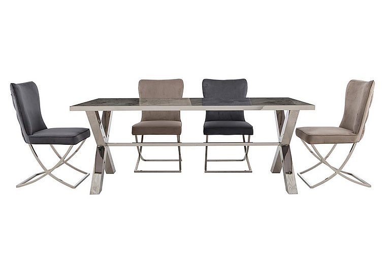 Vanquish Large Dining Table and 4 Chairs GreyTaupe