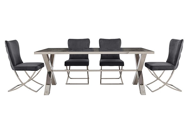 Vanquish Large Dining Table and 4 Chairs Grey