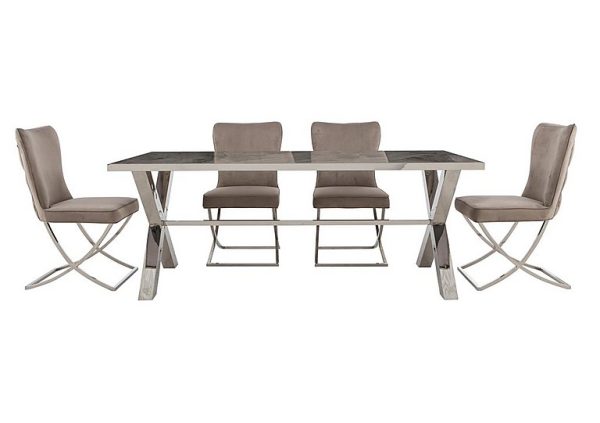 Vanquish Large Dining Table and 4 Chairs Taupe