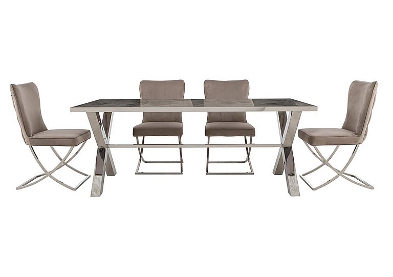 Vanquish Large Dining Table and 4 Chairs Taupe