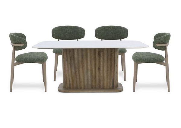 Aimar Rectangular Dining Table and 4 Open Back Chairs Green