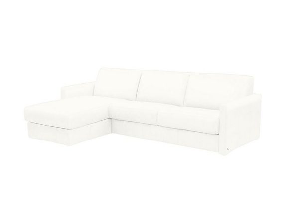 Nicoletti Alcova 3 Seater Leather Sofa Bed with Storage Left Hand Facing Chaise and Slim Arms Botero Bianco