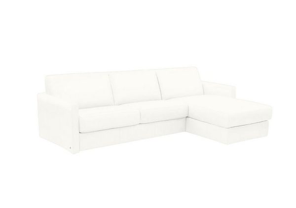 Nicoletti Alcova 3 Seater Leather Sofa Bed with Storage Right Hand Facing Chaise and Slim Arms Botero Bianco