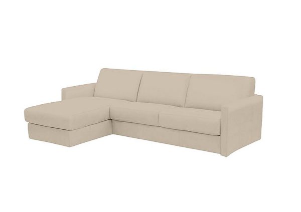 Nicoletti   Alcova 3 Seater Leather Sofa Bed with Storage Left Hand Facing Chaise and Slim Arms   Botera Crema