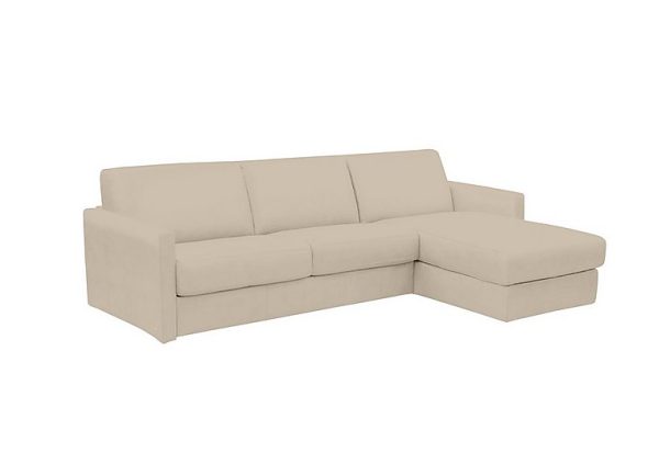 Nicoletti Alcova 3 Seater Leather Sofa Bed with Storage Right Hand Facing Chaise and Slim Arms Botera Crema