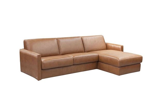 Nicoletti   Alcova 3 Seater Leather Sofa Bed with Storage Right Hand Facing Chaise and Slim Arms   Botero Cuoio