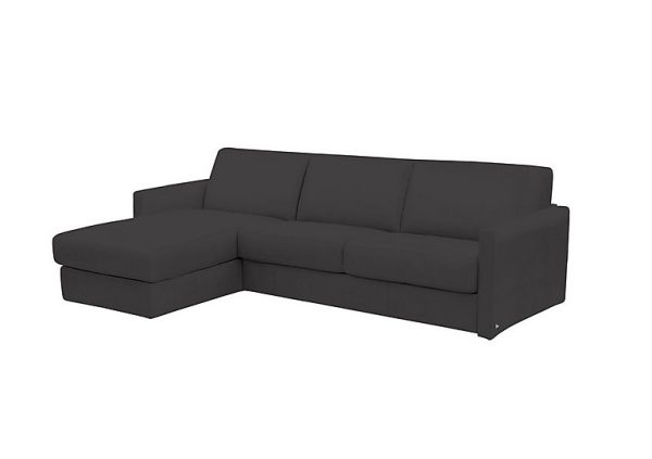 Nicoletti Alcova 3 Seater Leather Sofa Bed with Storage Left Hand Facing Chaise and Slim Arms Botero Nero