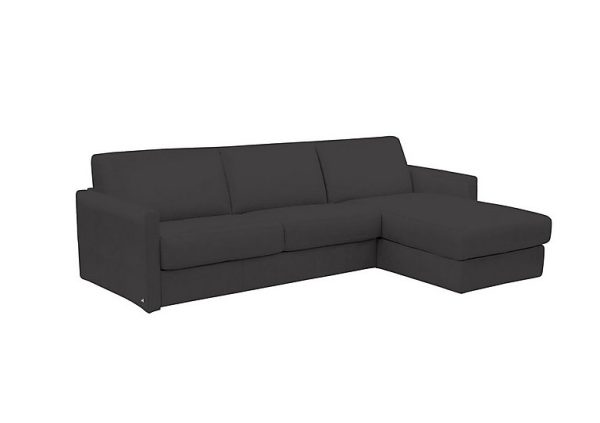 Nicoletti Alcova 3 Seater Leather Sofa Bed with Storage Right Hand Facing Chaise and Slim Arms Botero Nero