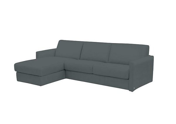 Nicoletti Alcova 3 Seater Leather Sofa Bed with Storage Left Hand Facing Chaise and Slim Arms Botero Ottanio