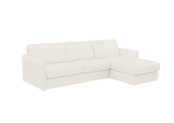 Nicoletti Alcova 3 Seater Leather Sofa Bed with Storage Right Hand Facing Chaise and Slim Arms Dali Bianco