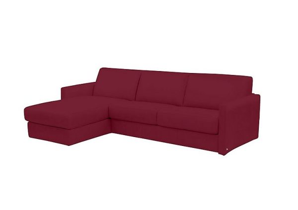 Nicoletti Alcova 3 Seater Leather Sofa Bed with Storage Left Hand Facing Chaise and Slim Arms Dali Bordeaux