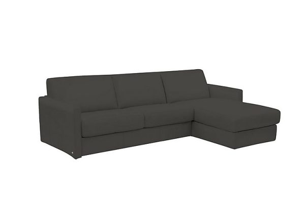 Nicoletti   Alcova 3 Seater Leather Sofa Bed with Storage Right Hand Facing Chaise and Slim Arms   Dali Grigio