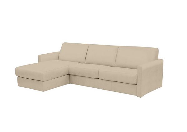 Nicoletti Alcova 3 Seater Leather Sofa Bed with Storage Left Hand Facing Chaise and Slim Arms Torello Fango