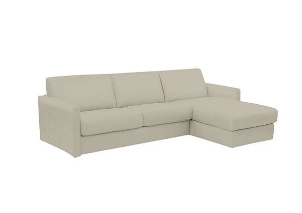 Nicoletti Alcova 3 Seater Leather Sofa Bed with Storage Right Hand Facing Chaise and Slim Arms Torello Tortora