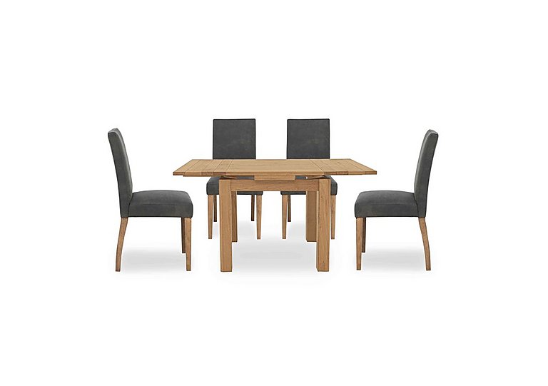 Augusta Draw Leaf Extending Dining Table and 4 Cowboy Upholstered Chairs Grey