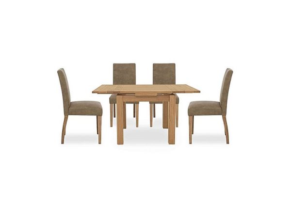 Augusta Draw Leaf Extending Dining Table and 4 Cowboy Upholstered Chairs Taupe