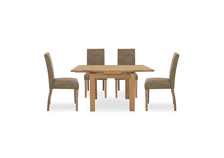 Augusta Draw Leaf Extending Dining Table and 4 Cowboy Upholstered Chairs Taupe