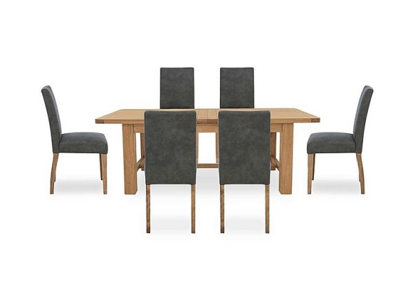 Augusta Large Rectangular Extending Dining Table and 6 Cowboy Upholstered Chairs Grey