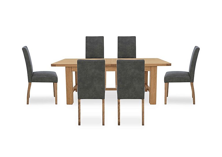 Augusta Large Rectangular Extending Dining Table and 6 Cowboy Upholstered Chairs Grey