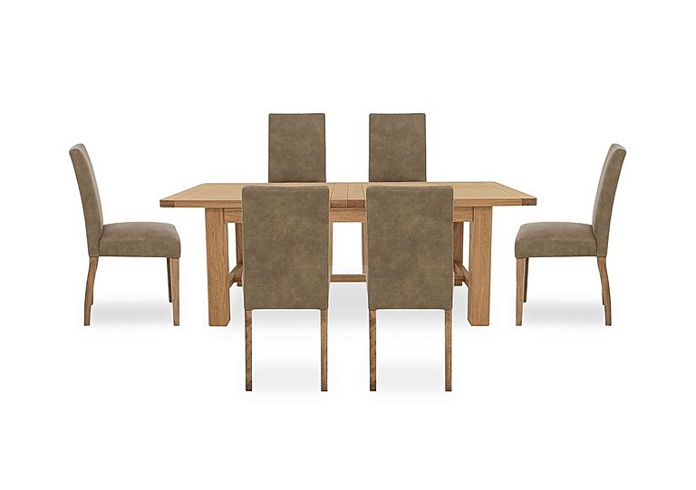 Augusta Large Rectangular Extending Dining Table and 6 Cowboy Upholstered Chairs Taupe