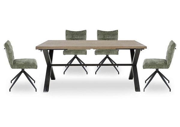 Saturn Large Straight Edge Dining Table and 4 Swivel Chairs Green