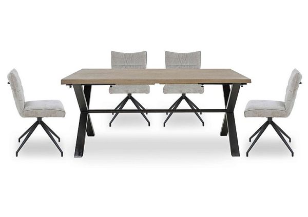 Saturn Large Straight Edge Dining Table and 4 Swivel Chairs