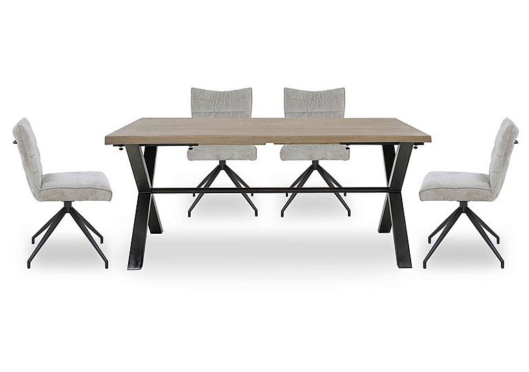 Saturn Large Straight Edge Dining Table and 4 Swivel Chairs