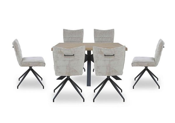 Saturn Small Live Edge Dining Table and 6 Swivel Chairs