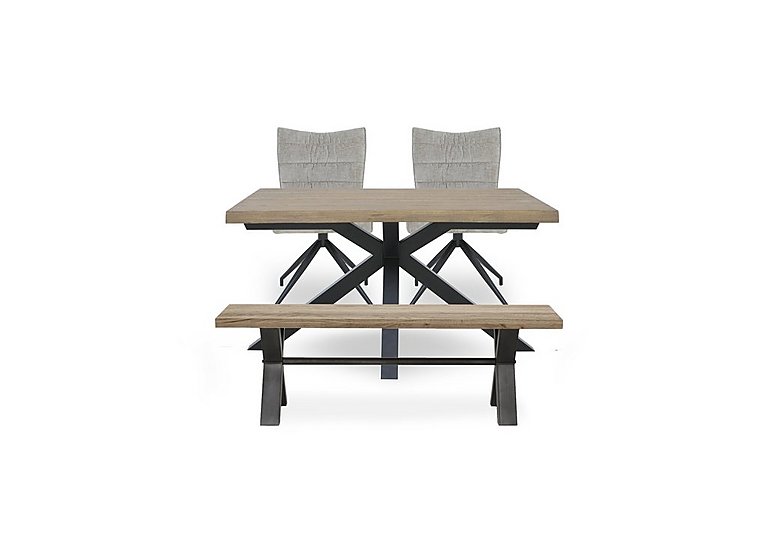 Saturn Small Live Edge Dining Table with a Bench and 2 Swivel Chairs