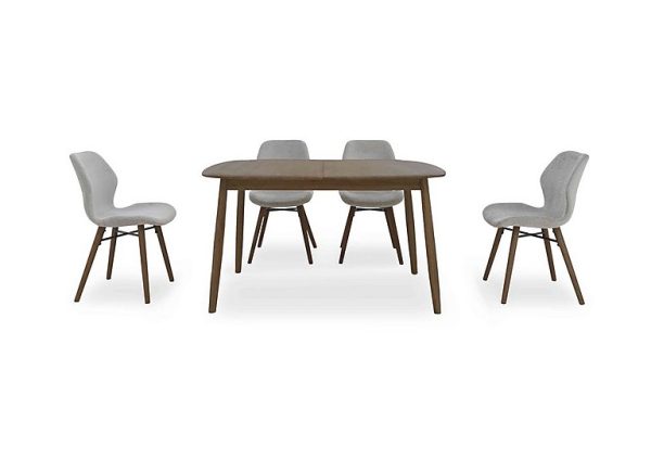 Stockholm Small Extending Dining Table and 4 Upholstered Chairs Dark Oak