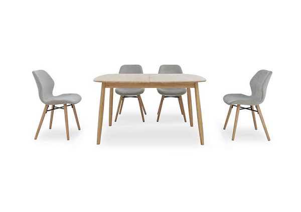 Stockholm Small Extending Dining Table and 4 Upholstered Chairs Light Oak